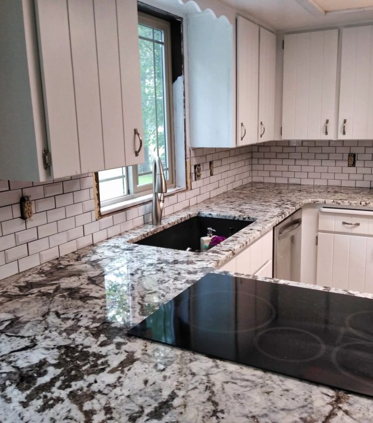 Straight Line white marble kitchen